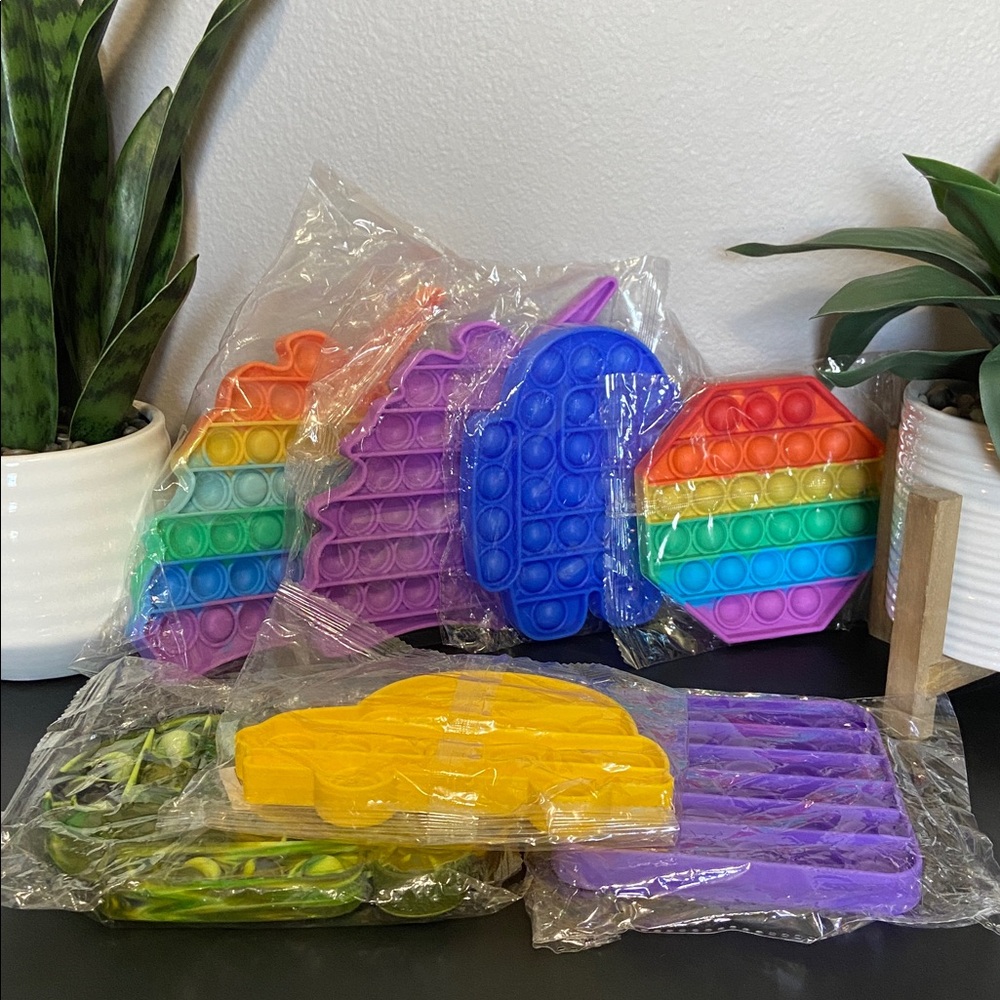 Fidget/ Pop It Lot: Rainbow Unicorn Car Camouflage Purple Fuchsia Octagon